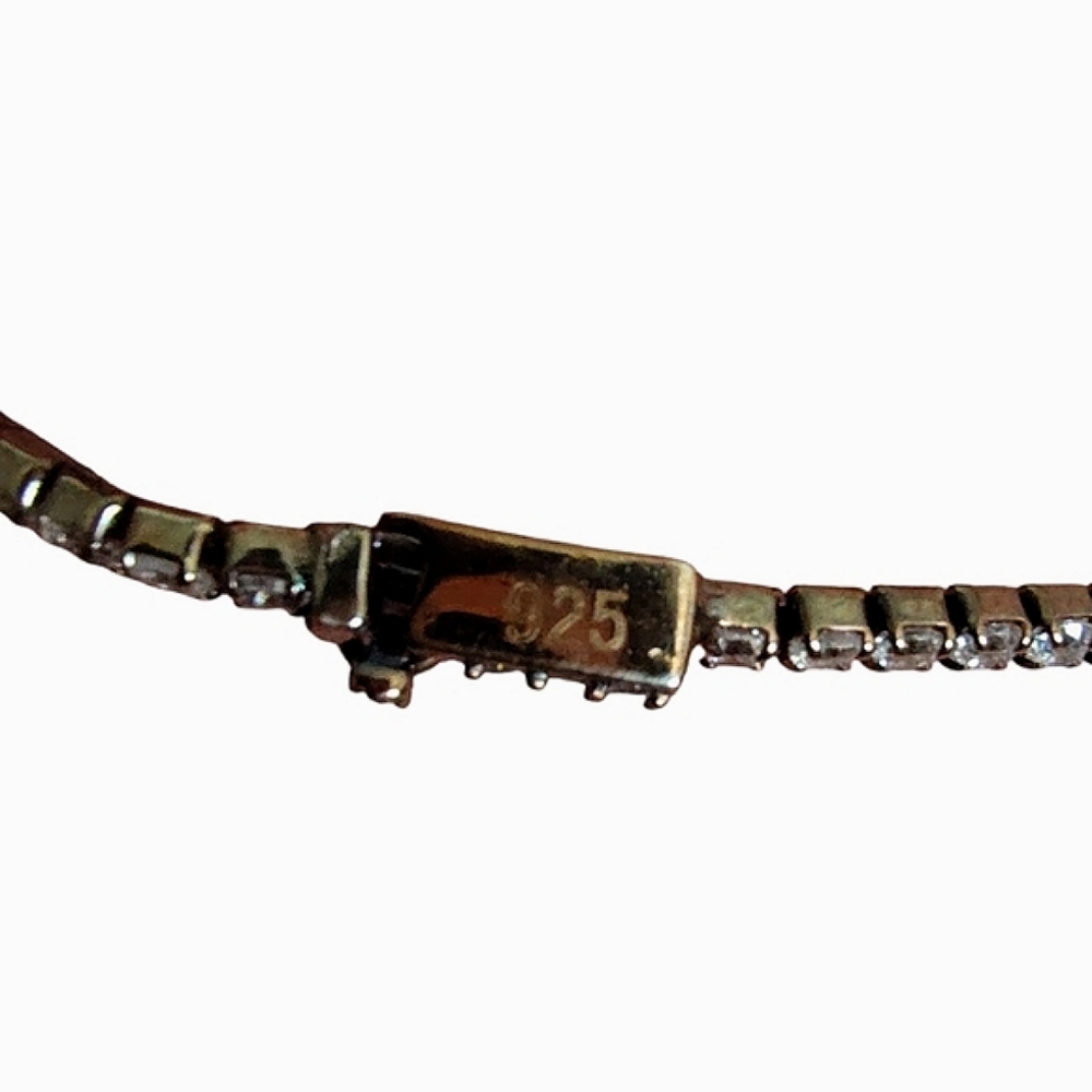Sterling Silver '925' Gold Vermeil Clear Rhinestone Evil Eye Tennis Bracelet - Picture 9 of 10